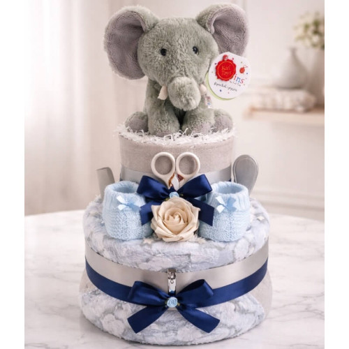 Blue Elephant Nappy Cake