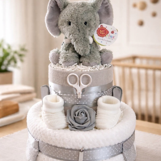 2 Tier Elephant Nappy Cake 2 Tier Elephant Nappy Cake