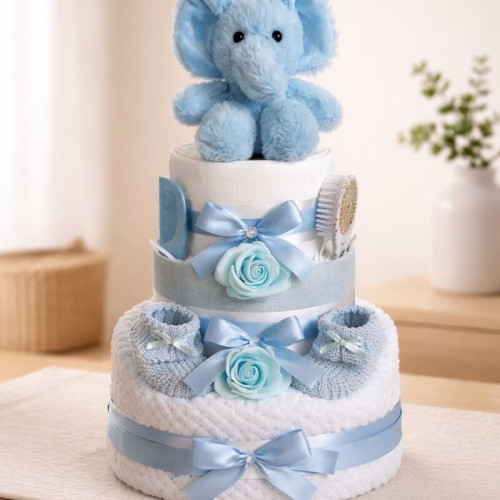 3 Tier Blue Elephant Nappy Cake