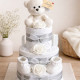 3 Tier White Ted Nappy Cake