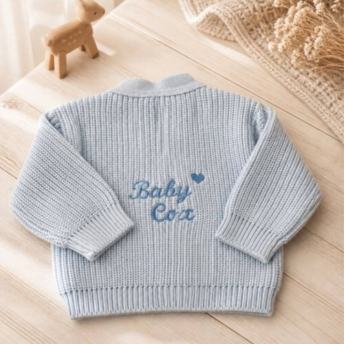 Blue Personalised Embroidered Cardigan 