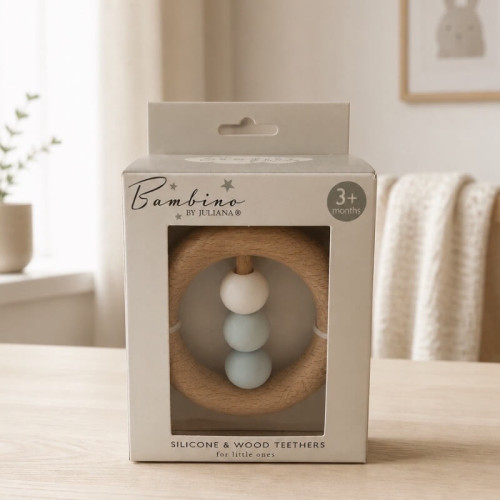 Bambino Grey Silicone Rattle
