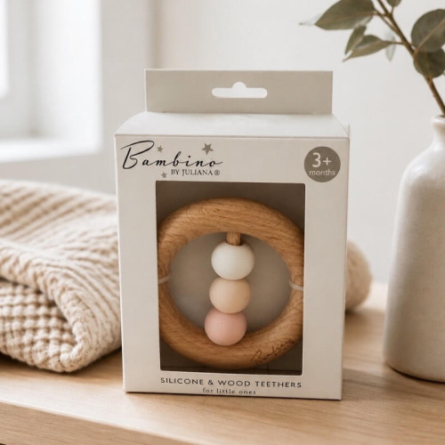 Bambino Pink Silicone Rattle