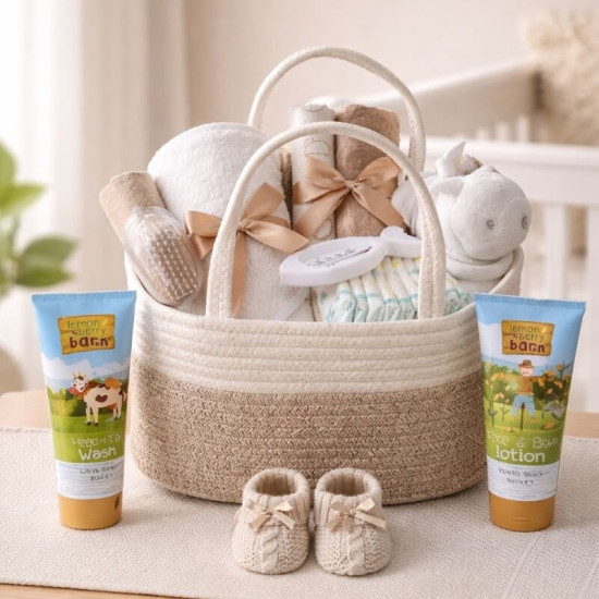 Beige Filled Nappy Caddy
