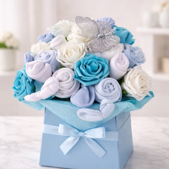 Blue Baby Clothing Bouquet