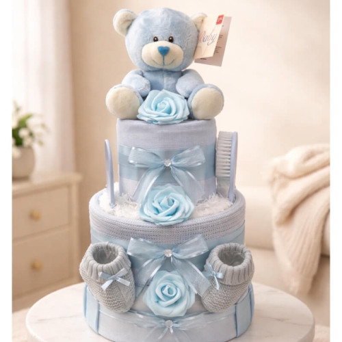 Blue Bear Nappy Cake