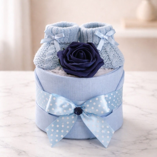 Blue Booties Nappy Cake