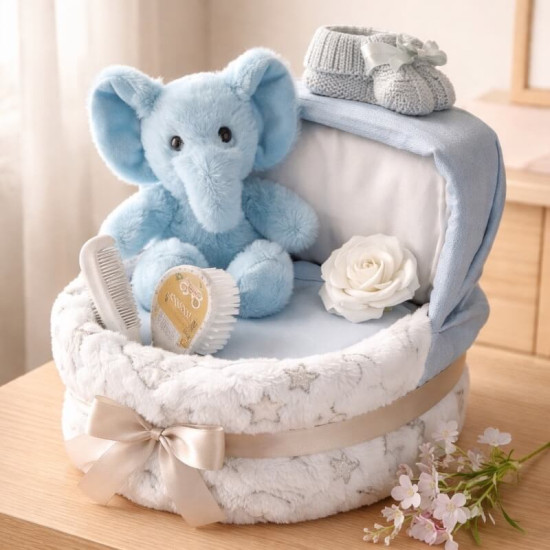 Blue Elephant Nappy Crib