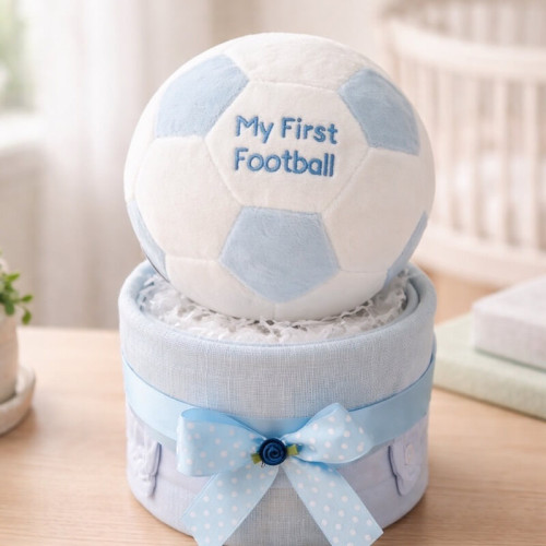 Blue Football Nappy Cake