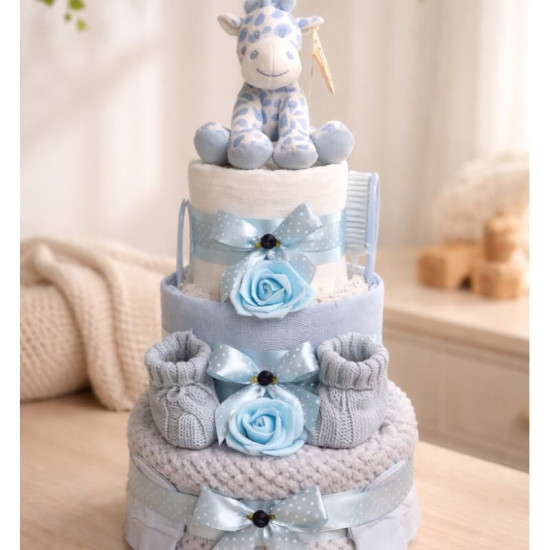 Blue Giraffe Nappy Cake
