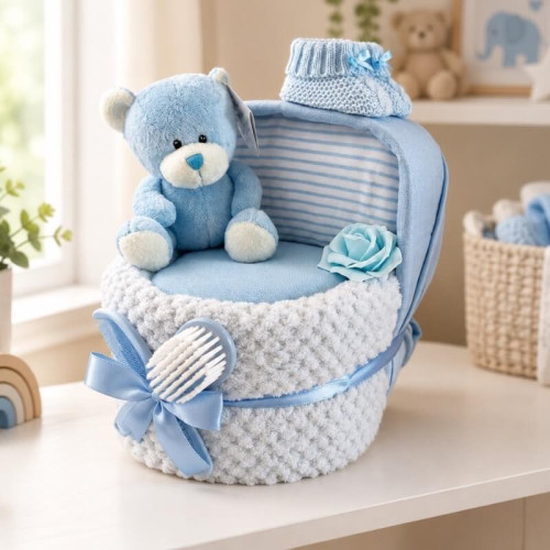 Blue Nappy Cake Crib