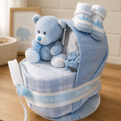 Blue Nappy Cake Crib