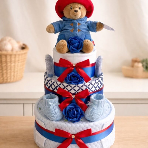 Blue Paddington Nappy Cake