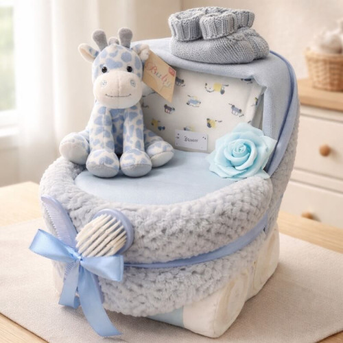 Blue Giraffe Nappy Pram 