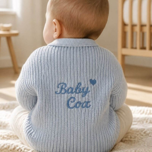 Blue Personalised Embroidered Cardigan 