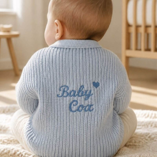 Blue Personalised Embroidered Cardigan 