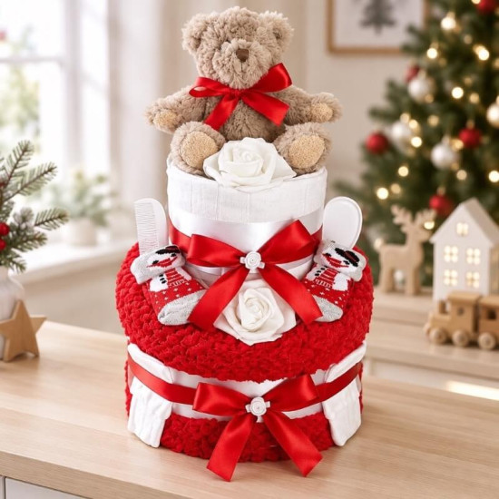 Christmas Bear Nappy Cake Christmas Bear Nappy Cake