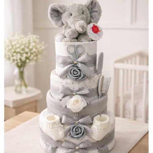 Deluxe Elephant Nappy Cake