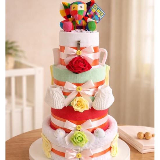 Deluxe Elmer Nappy Cake Deluxe Elmer Nappy Cake