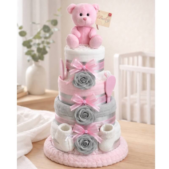 Deluxe Pink Nappy Cake Deluxe Pink Nappy Cake
