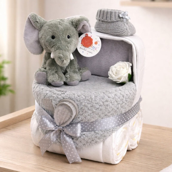 Elephant Pram Nappy Cake Elephant Pram Nappy Cake