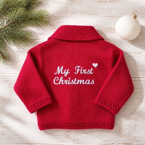 Babies 1st Christmas Personalised Cardigan 