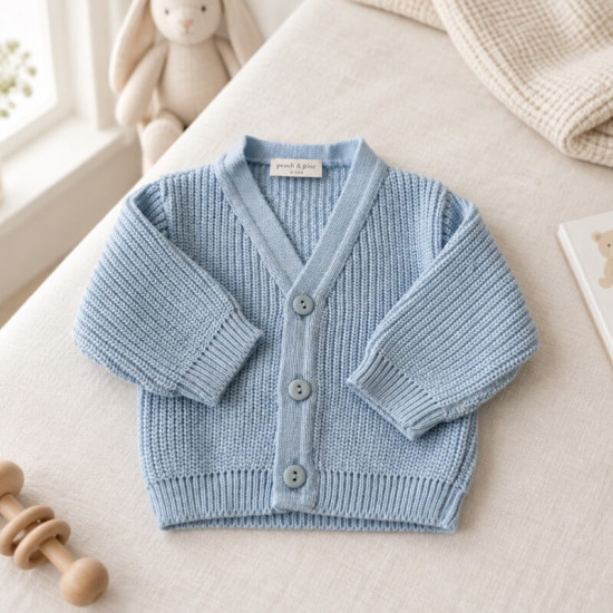 Blue Personalised Embroidered Cardigan 