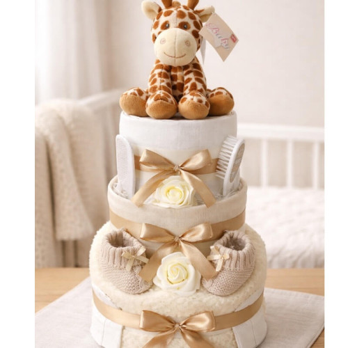 Giraffe Rattle Nappy Cake
