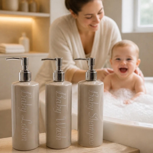 Grey Refillable Baby Pump Bottles