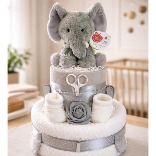 Grey Elephant Nappy Cake