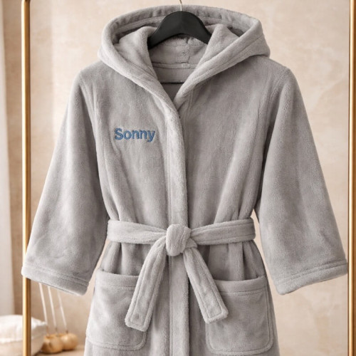 Personalised Grey Baby Dressing Gown