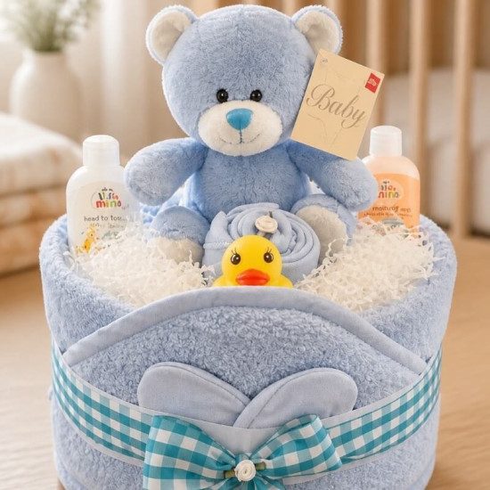 Blue Towel Nappy Cake Blue Towel Nappy Cake