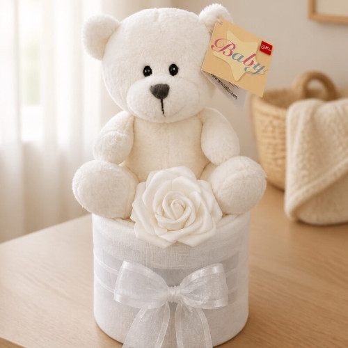 Mini Nappy Cake White Ted