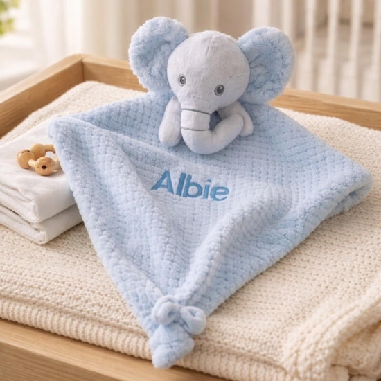 Personalised Blue Elephant Comforter Personalised Blue Elephant Comforter