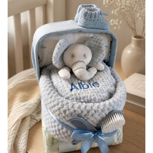 Personalised Blue Elephant Nappy Pram