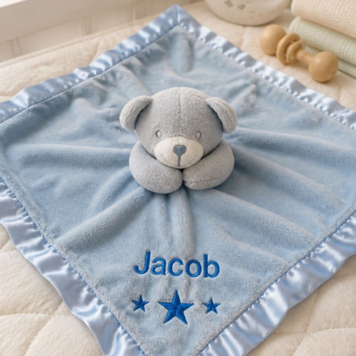 Personalised Blue Teddy Comforter