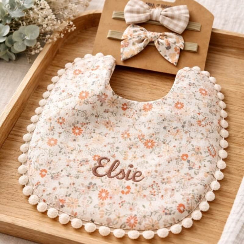 Personalised Floral Bib Set