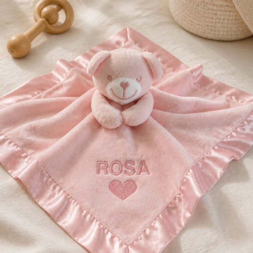 Personalised Pink Teddy Comforter