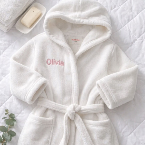Personalised White Baby Dressing Gown