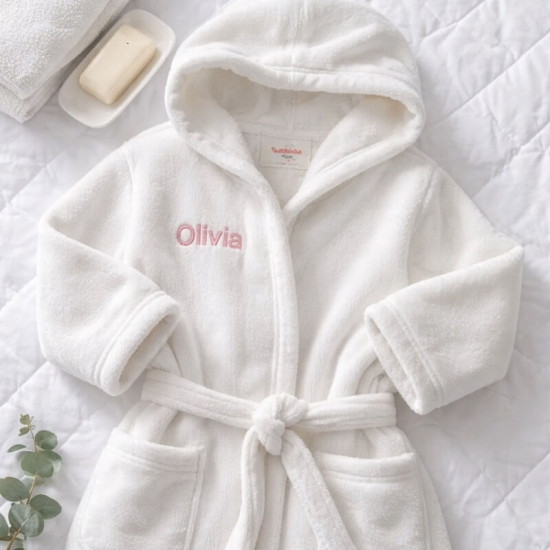 Personalised White Baby Dressing Gown