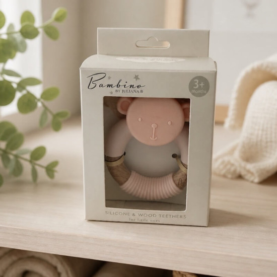 Bambino Pink Bear Silicone Teether 