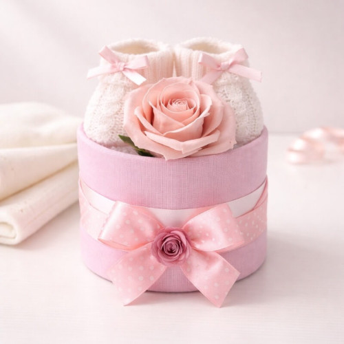 Pink Booties Nappy Cake