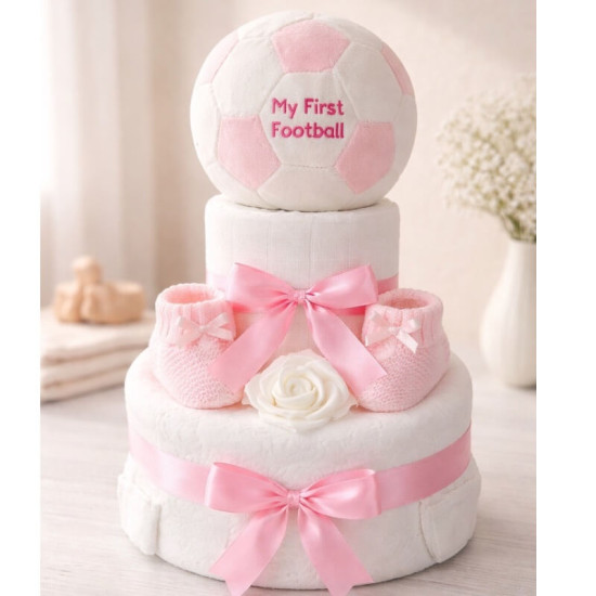 Football Pink Nappy Cake