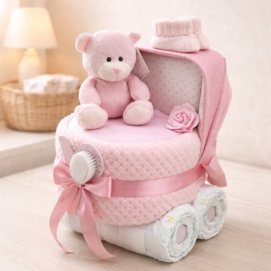 Pink Pram Nappy Cake Pink Pram Nappy Cake