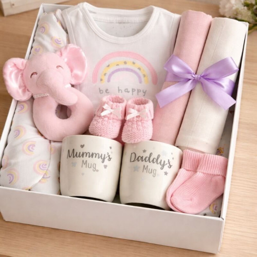 Pink Rainbow Baby Hamper