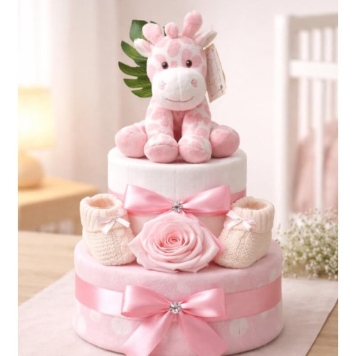 Pink Safari Nappy Cake