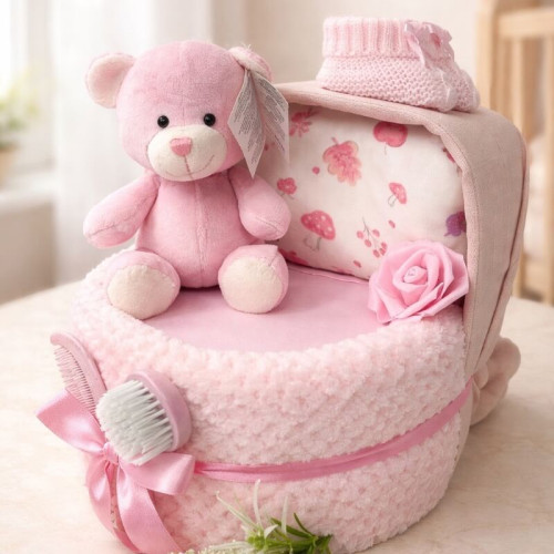 Pink Ted Nappy Crib