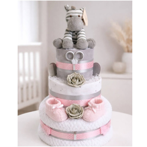 Pink Zebra Nappy Cake