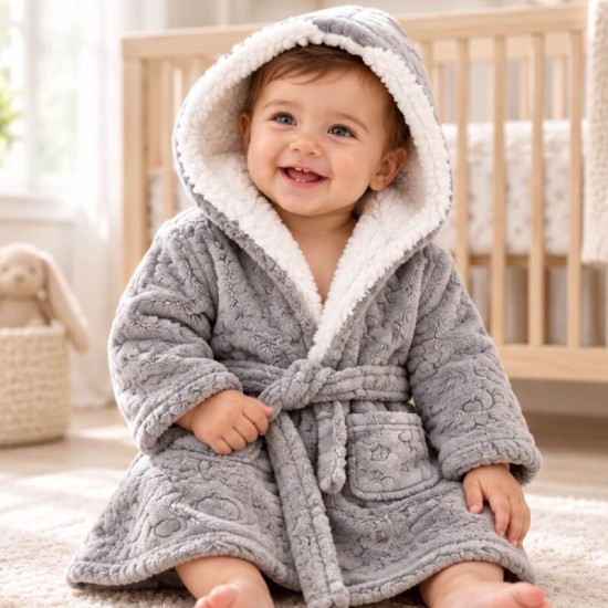 Plush Embroidered Baby Dressing Gown Plush Embroidered Baby Dressing Gown