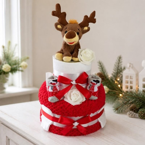 Christmas Reindeer Nappy Cake